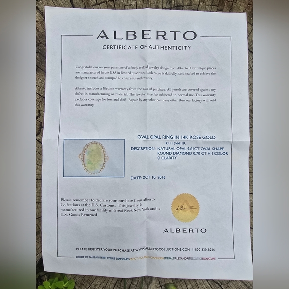 OPAL DIAMOND RING SOLID 14K ROSE GOLD - Picture 16 of 16